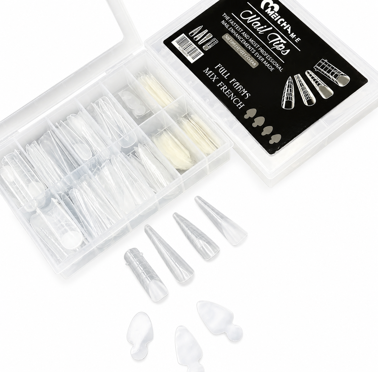 SET TIP DUAL FORM MIX+STICKERS FRENCH IN SILICONE MIX