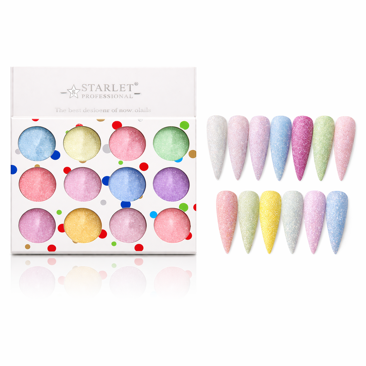 set da 12 pz glitter effetto zucchero diamond