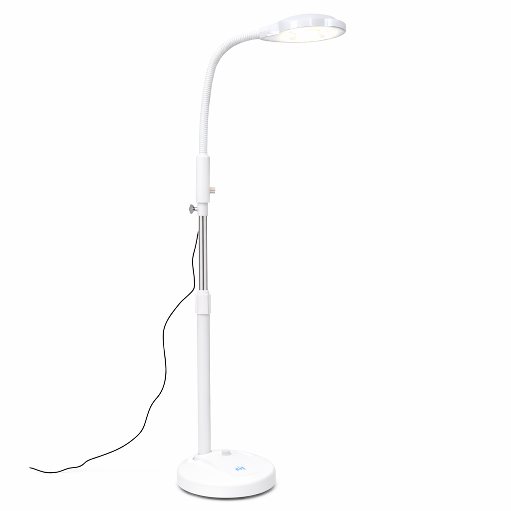 lampada  luce led con lente d’ingran. Con collo regolabile e base