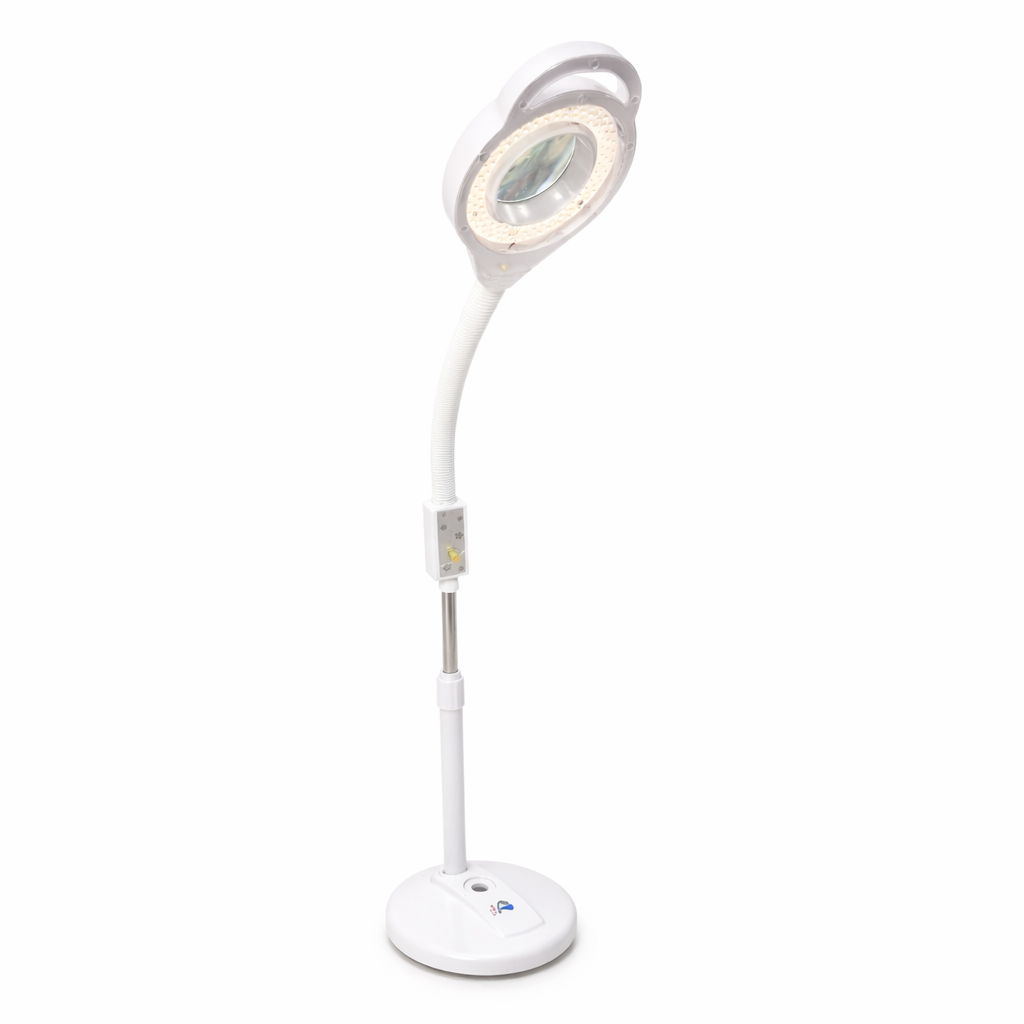 lampada  luce led con lente d’ingran. Con collo regolabile e base