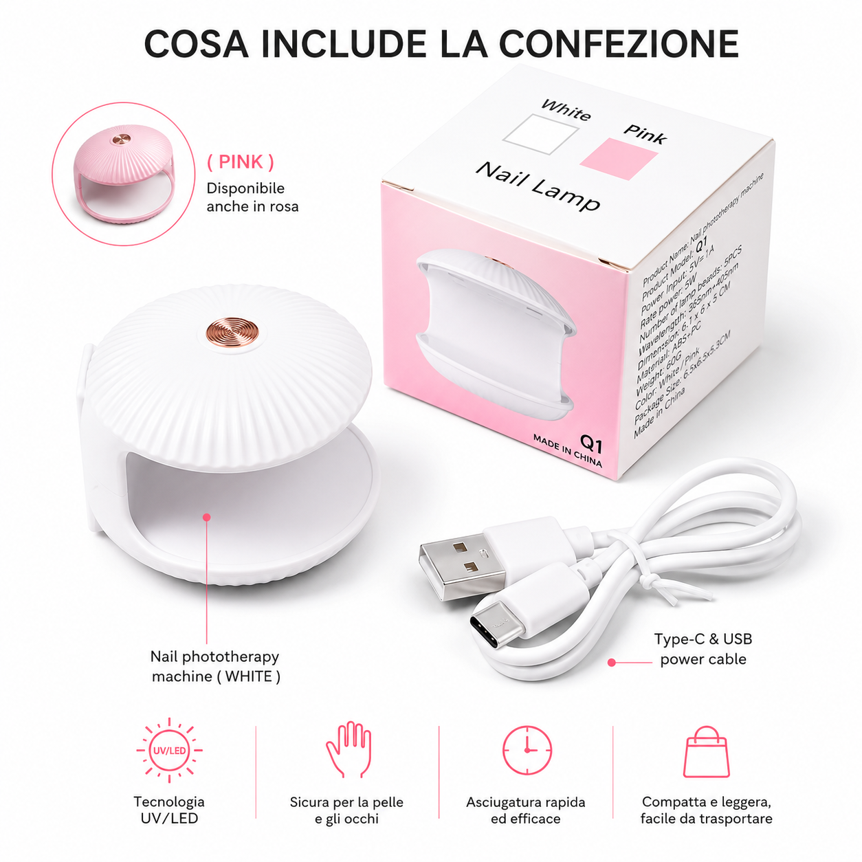 mini lampada led conchiglia