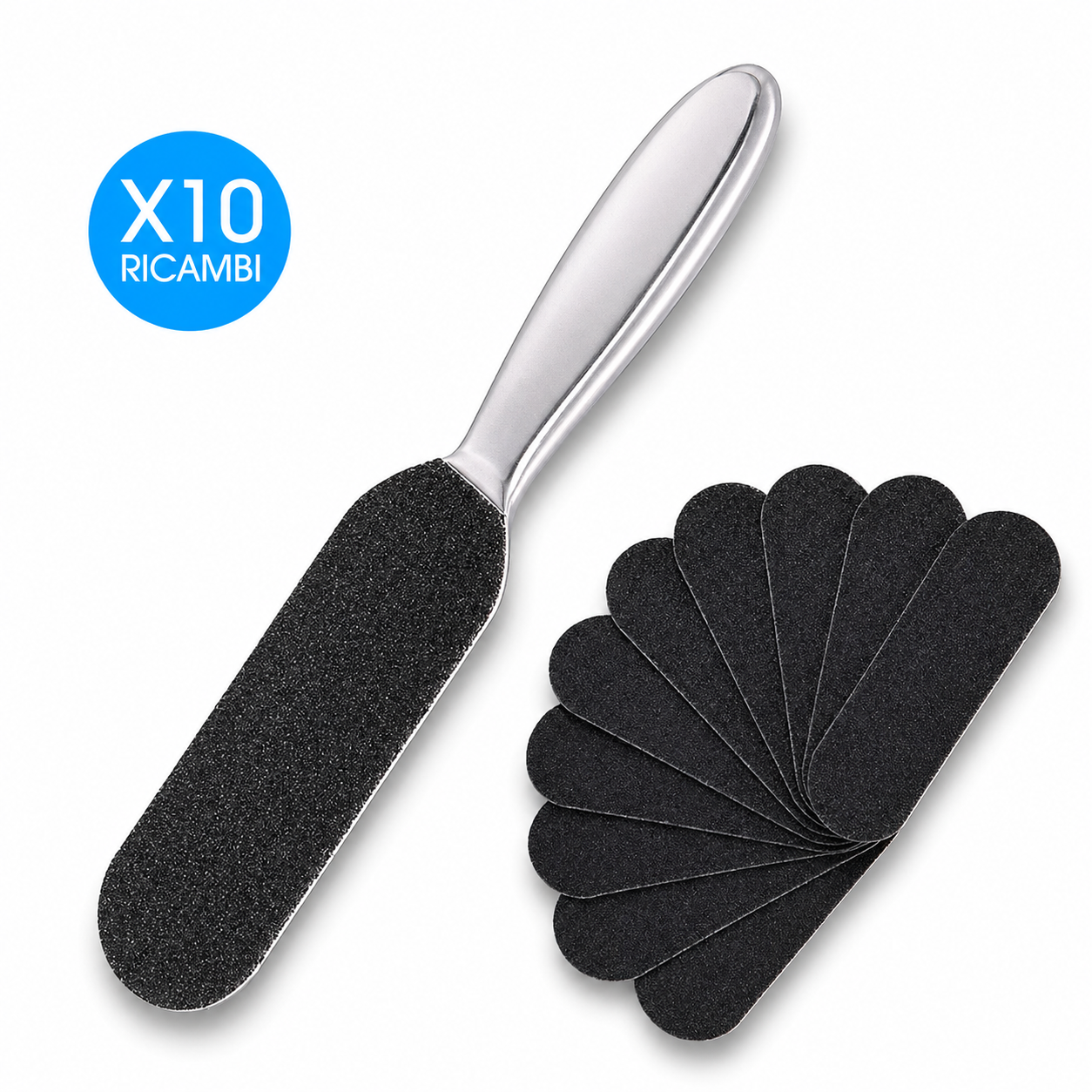 raspa pedicure + 10 pz ricambi