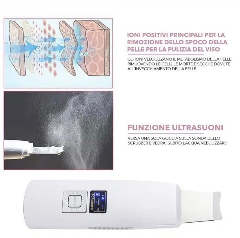 Spatola skin scrubber ad ultrasuoni doppia funzione