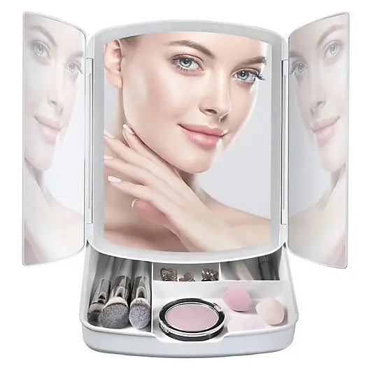 Specchio Per Il Trucco Illuminato Pieghevole