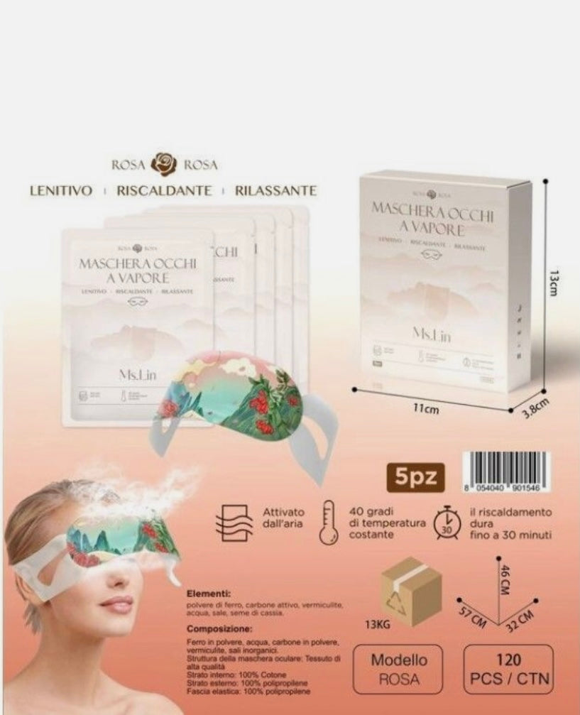 Cofanetto da 5 pz maschere occhi a vapore (in varie fragranze da scegliere)