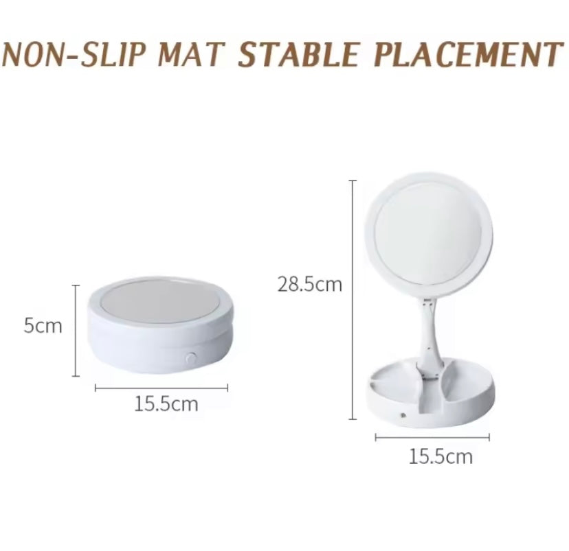 specchio con luce led richiudibile
