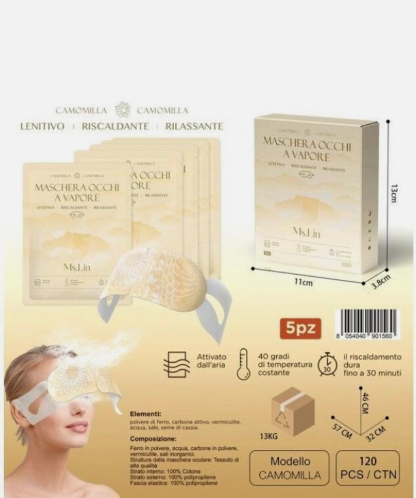 Cofanetto da 5 pz maschere occhi a vapore (in varie fragranze da scegliere)