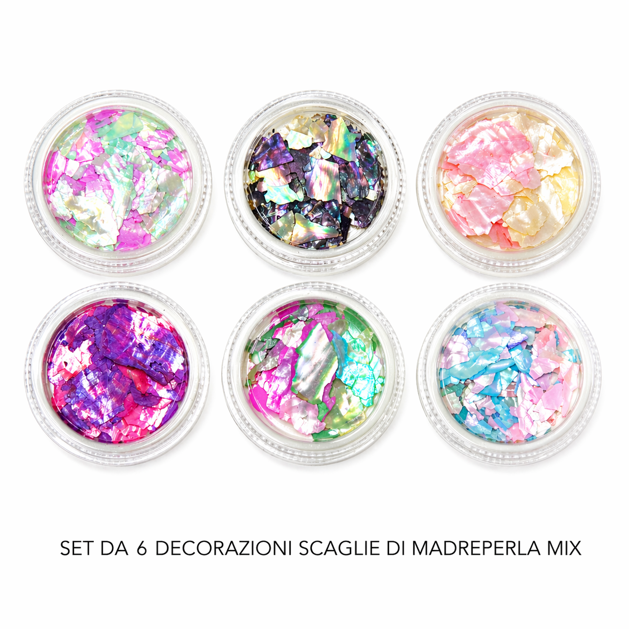 set da 6 decorazioni scaglie di madreperla mix