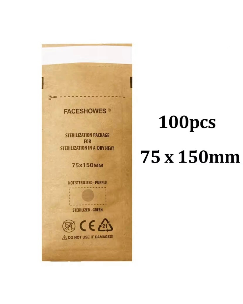 Conf. Da 100 pz bustine monouso per gli attrezzi sterilizzati in carta Kraft (75 x150mm)