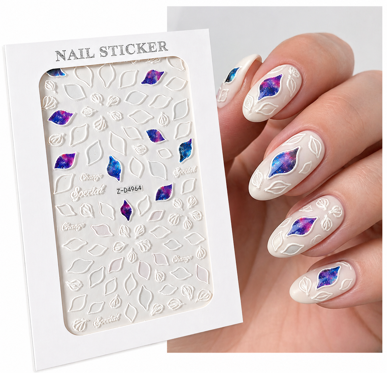 Stickers nail art 5D foglie boreali