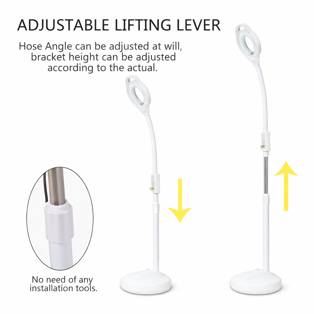 lampada  luce led con lente d’ingran. Con collo regolabile e base