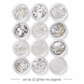 set da 12 glitter mix argento