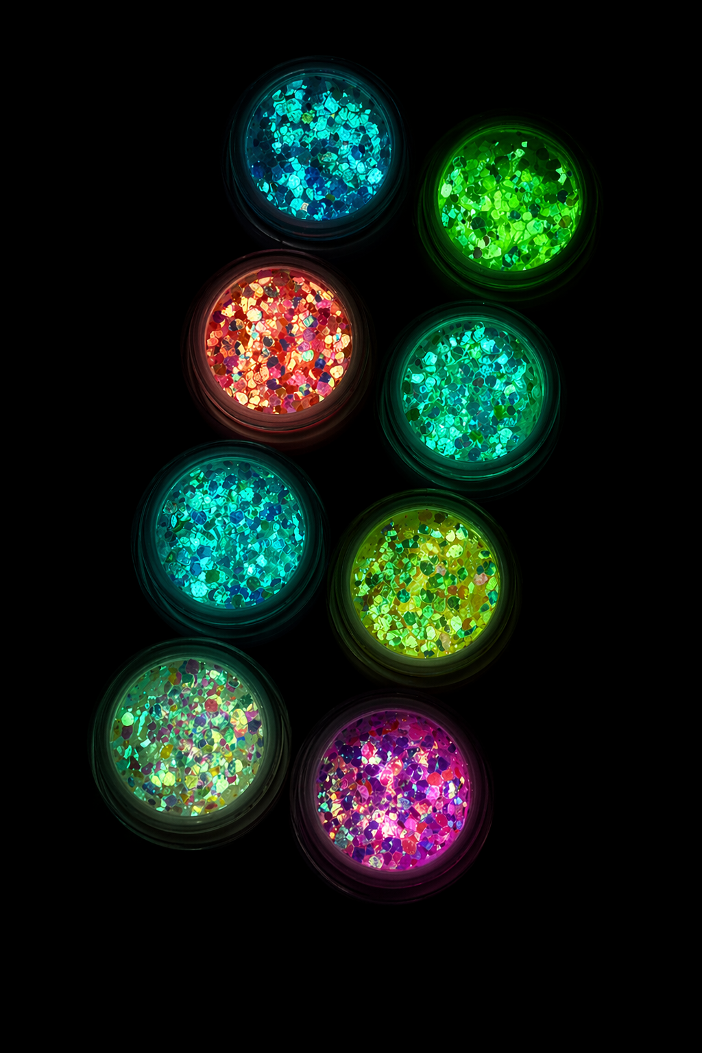 Set da 8 pz glow glitter collection