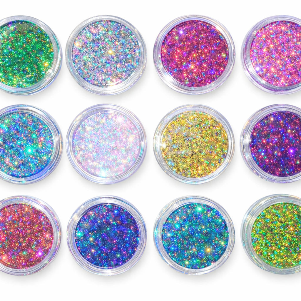 set 12 polveri glitter hologram