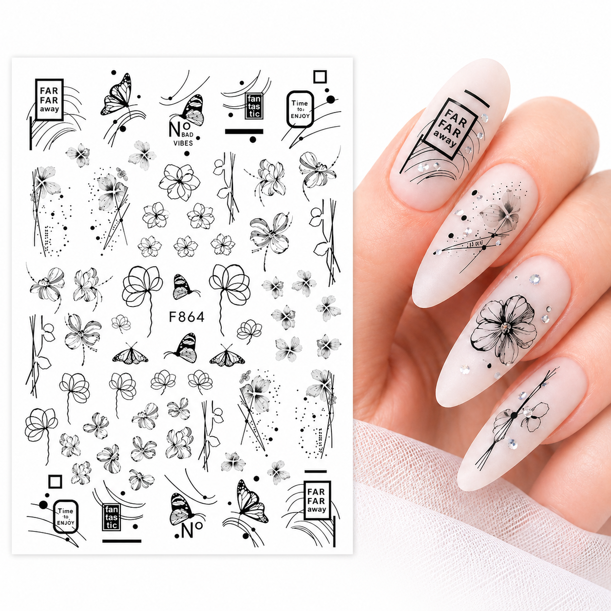 Stickers nail art 3D F864