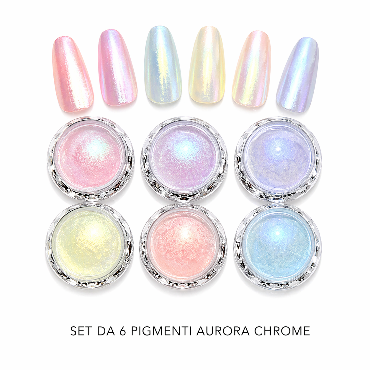 Set da 6 pigmenti aurora chrome