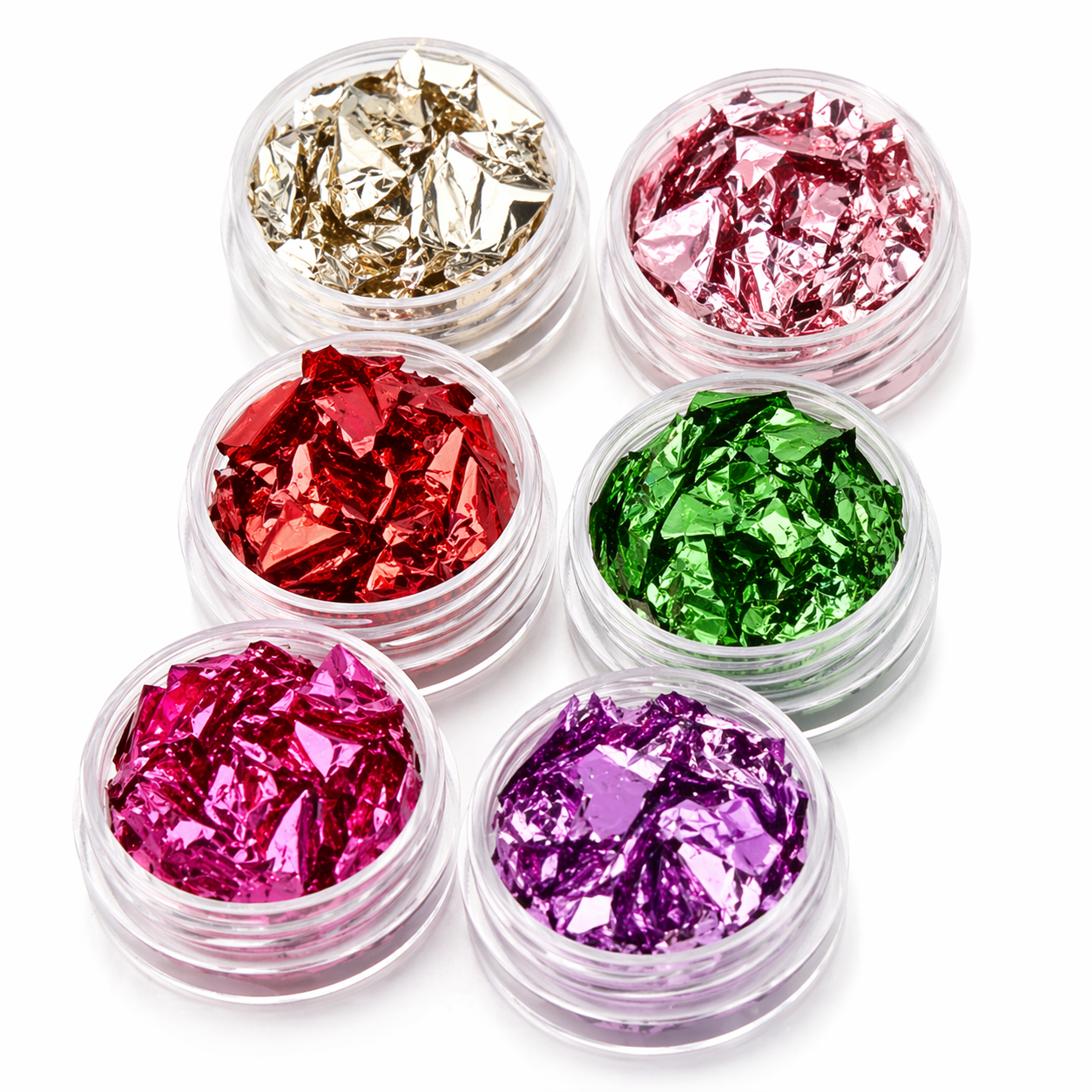set da 6 pz foglie nail art mix color