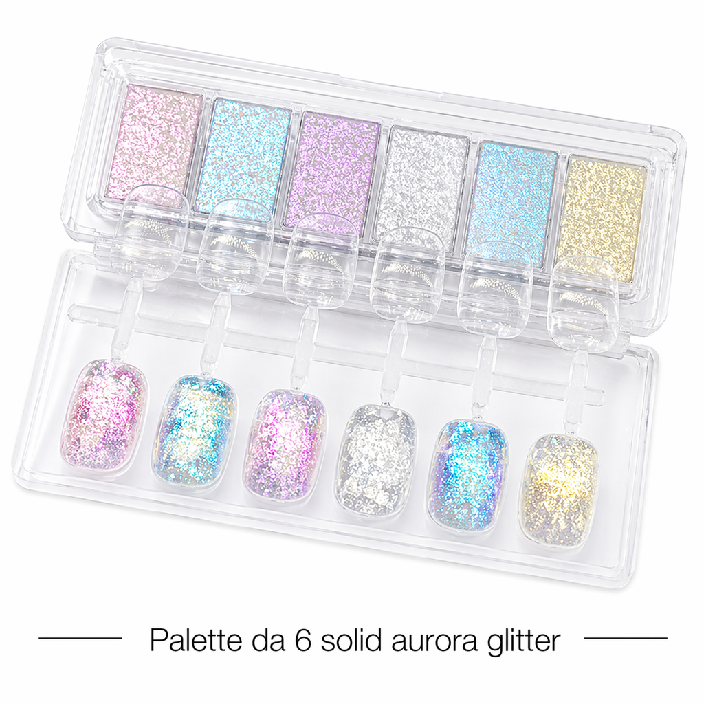 Palette da 6 solid aurora glitter