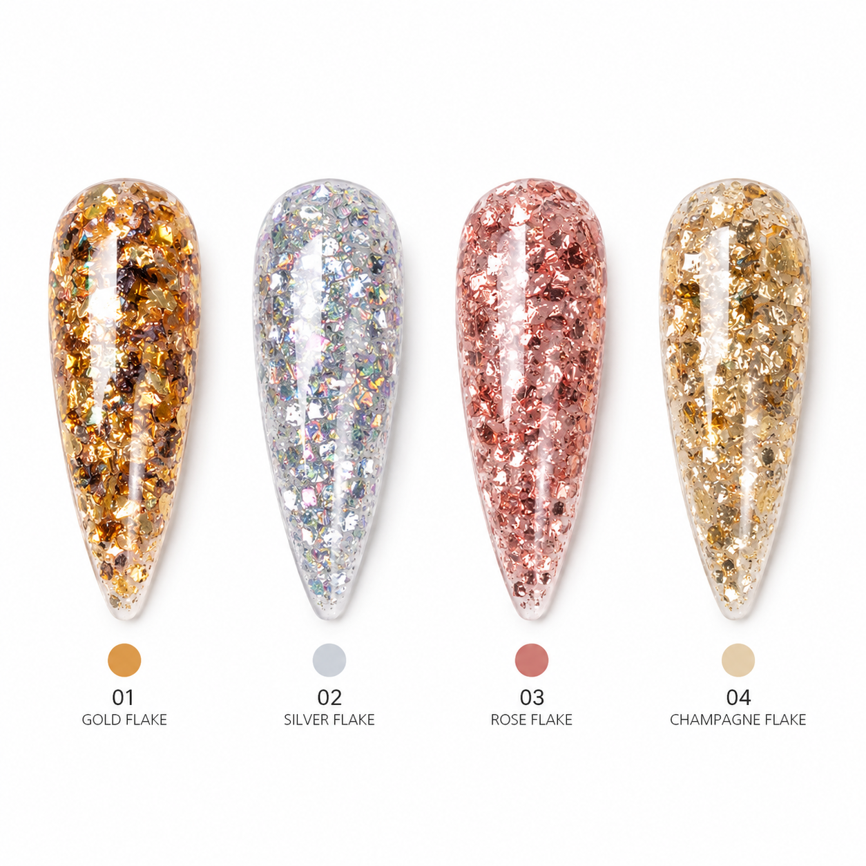 Set 4 pz flakes hologram nail art