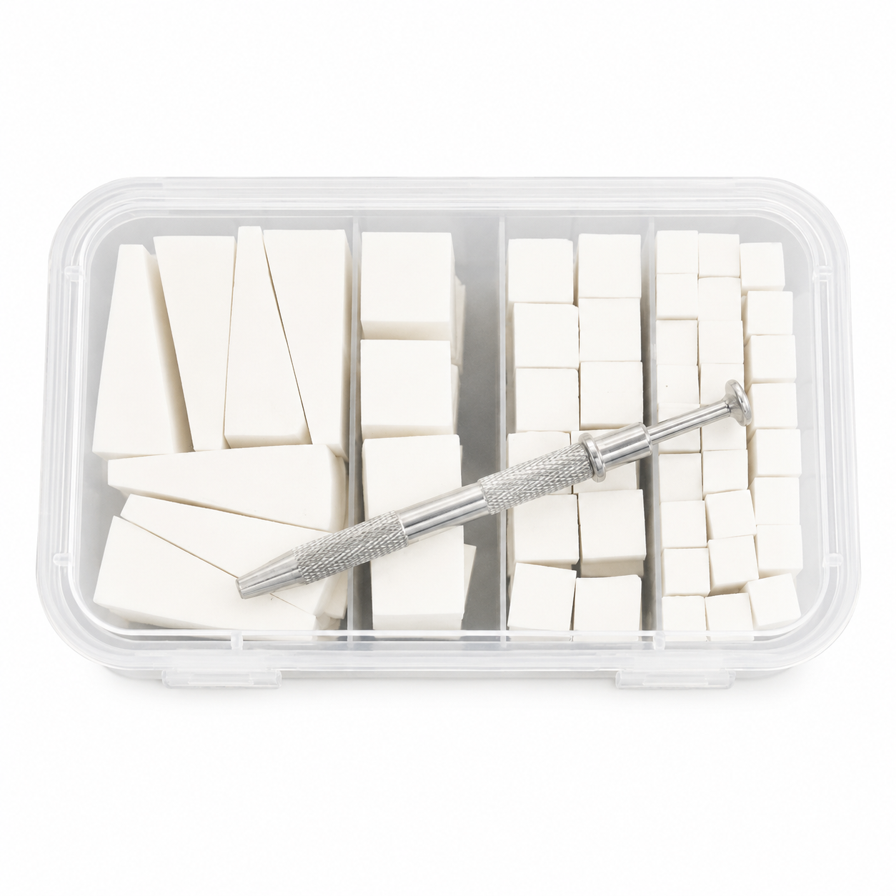 set 100 spugnette varie dimensioni +pinza tampone per babyboomer/sfumature