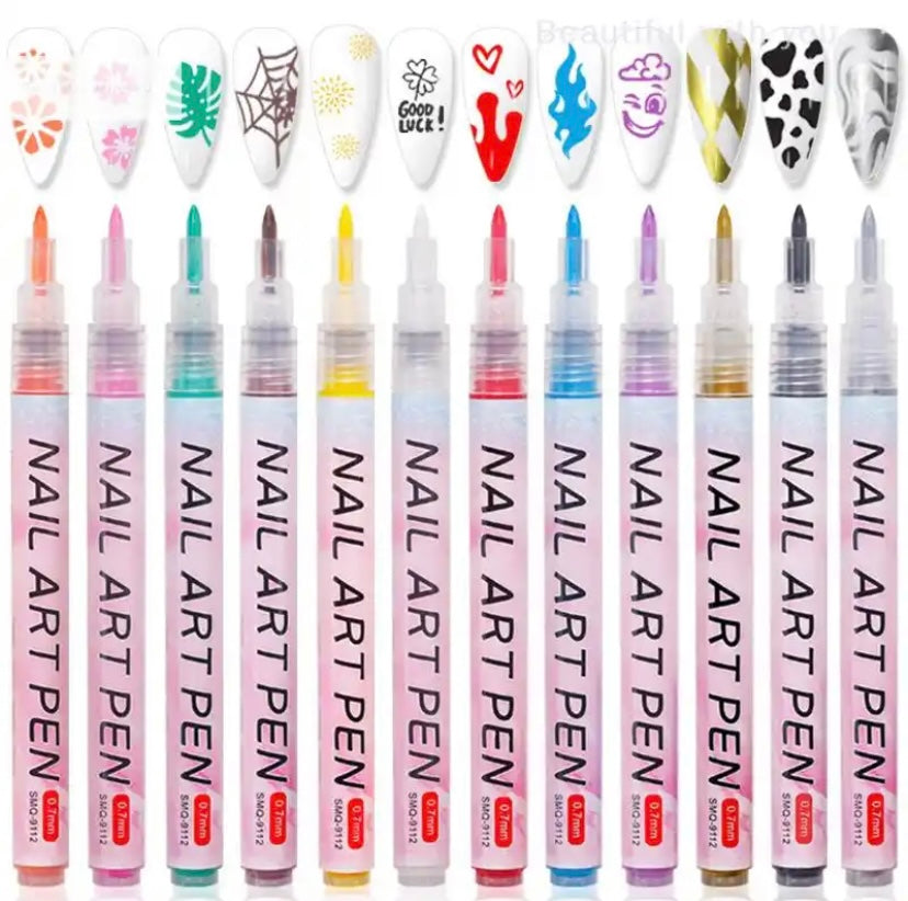 set da 12 nail art pen