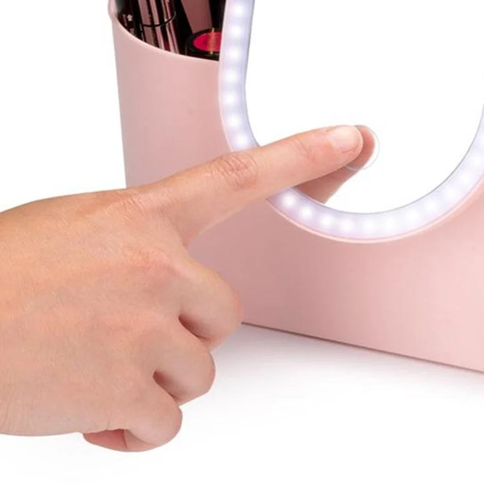 Organizer beauty case con specchio led regolabile e ricaricabile