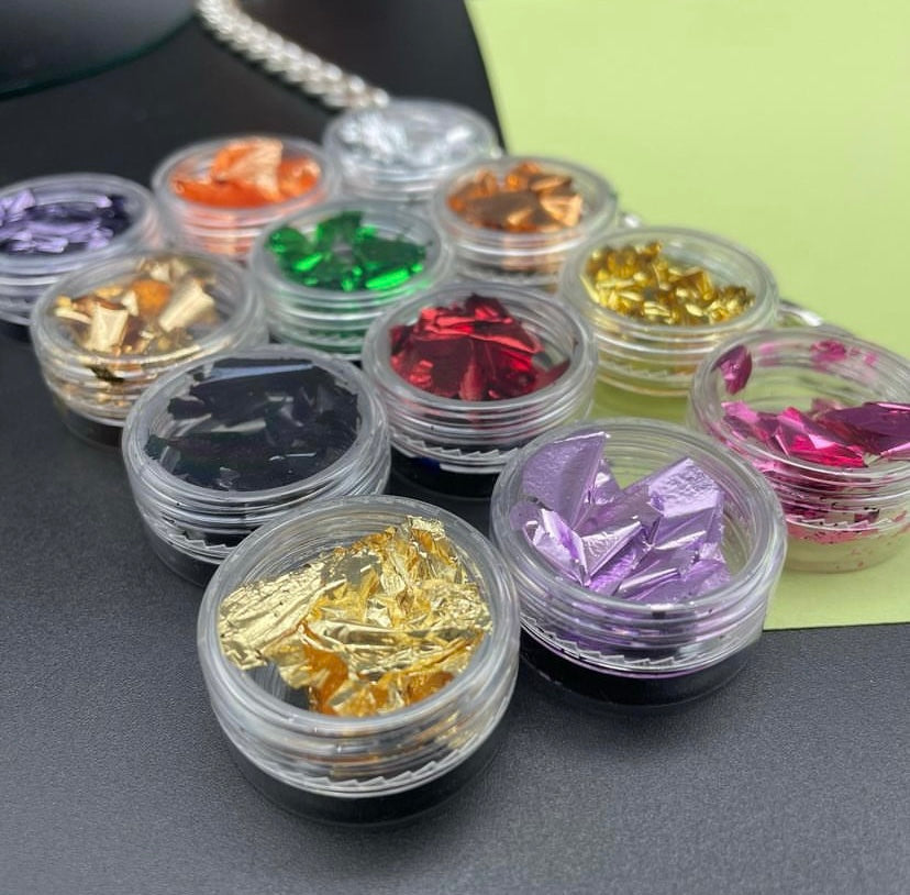 set da 6 pz foglie nail art mix color