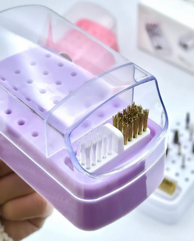 porta punte fresa richiudibile con spazzolina