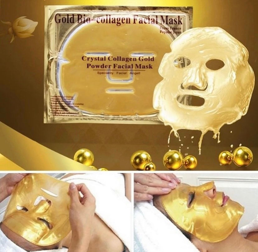 maschera viso al collagene e cristalli oro