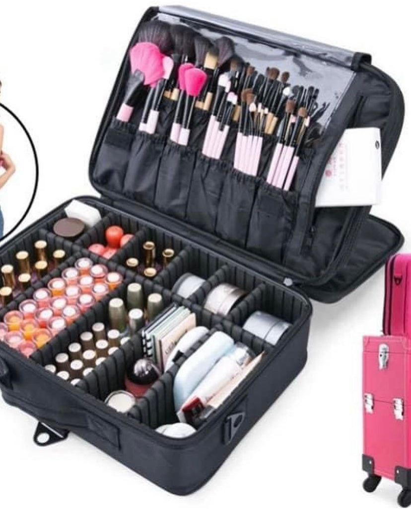Beauty organizer grande con tracolla e supporto per trolley