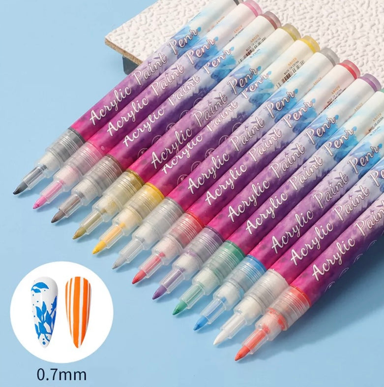 set da 12 nail art pen