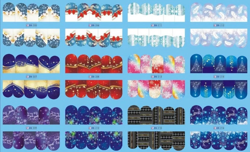 set da 12 pz water decal natalizi