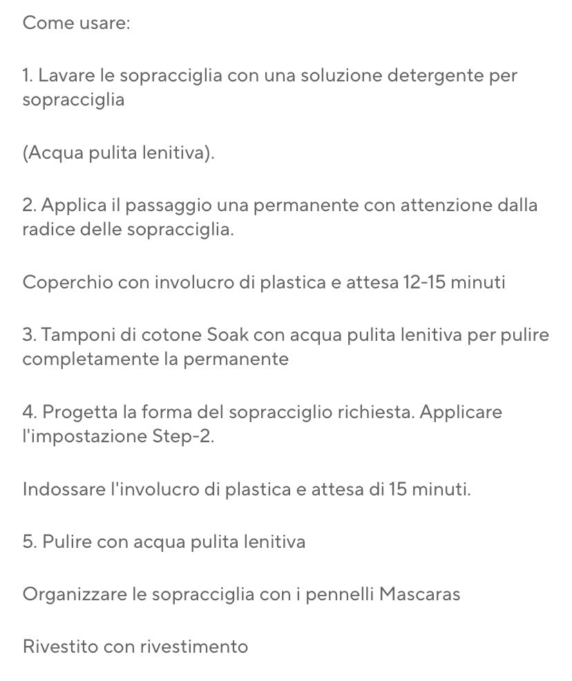 prodotti per laminazione sopracciglia