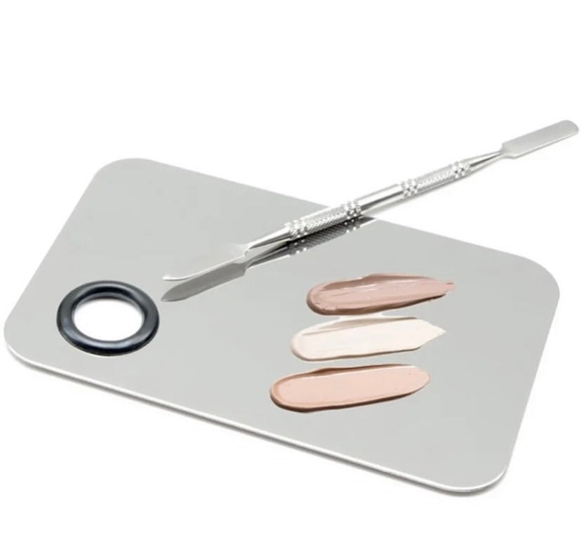 palette nail art in acciaio con spatola